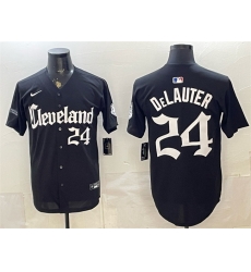 Men Cleveland Guardians  24 Chase DeLauter Black Gothic Vapor Premier Limited Stitched Baseball Jersey