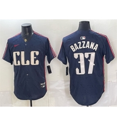Men Cleveland Guardians  37 Travis Bazzana Navy 2024 City Connect Limited Stitched Baseball Jersey