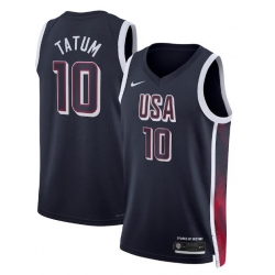 Men USA Basketball 10 Jayson Tatum Navy 2024 Swingman Stitched Jersey 1
