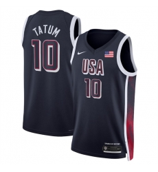 Men USA Basketball 10 Jayson Tatum Navy 2024 Swingman Stitched Jersey