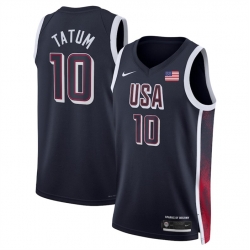 Men USA Basketball 10 Jayson Tatum Navy 2024 Swingman Stitched Jersey