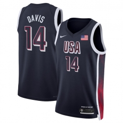 Men USA Basketball 14 Anthony Davis Navy 2024 Swingman Stitched Jersey