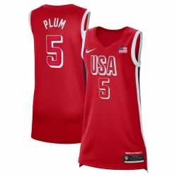 Women USA Basketball 5 Kelsey Plum Red 2024 Swingman Stitched Jersey