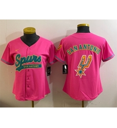 Youth San Antonio Spurs Team Big Logo Pink Stitched Baseball Jersey