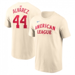 Men American League 44 Yordan Alvarez Cream 2024 All Star Name  26 Number T Shirt