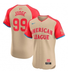 Men American League 99 Aaron Judge Cream 2024 All Star Elite Stitched Baseball Jersey