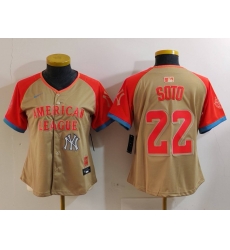 Women American League 22 Juan Soto Cream 2024 All Star Limited Stitched Baseball Jersey 3