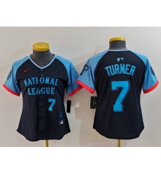 Women National League 7 Trea Turner Navy 2024 All Star Limited Stitched Baseball Jersey 6