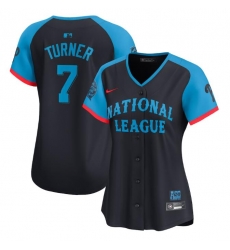 Women National League 7 Trea Turner Navy 2024 All Star Limited Stitched Baseball Jersey