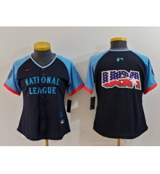 Women National League Navy 2024 All Star Big Logo Limited Stitched Baseball Jersey