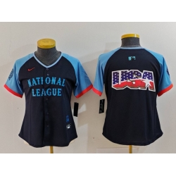 Women National League Navy 2024 All Star Big Logo Limited Stitched Baseball Jersey