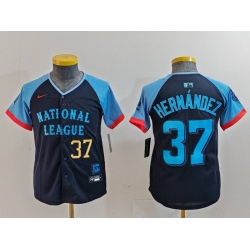 Youth National League 37 Teoscar Hernandez Navy 2024 All Star Limited Stitched Baseball Jersey 1