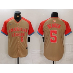 Men American League 5 Corey Seager Cream 2024 All Star Limited Stitched Baseball Jersey 2