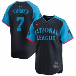 Men National League 7 Trea Turner Navy 2024 All Star Limited Stitched Baseball Jersey