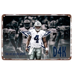 Dallas Cowboys Aluminum Sign 12x8 Inch Dak Prescott 004