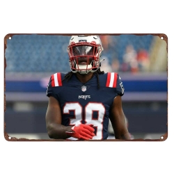 New England Patriots Aluminum Sign 12x8 Inch Rhamondre Stevenson 004