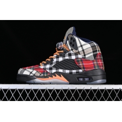 AIR JORDAN 5 RETRO PLAID BLACK TOTAL ORANGE DARK OBSIDIAN FD4814 008