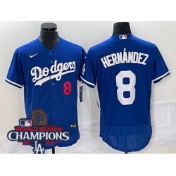 Women Nike Los Angeles Dodgers Enrique Hernandez #8 Blue Flex Base 2024 World Series Champions Stitched MLB Jersey