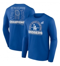 Men Los Angeles Dodgers Royal 2024 World Series Champions Signature Roster Long Sleeve T Shirt