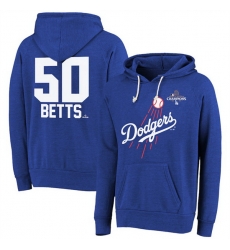 Men Los Angeles Dodgers 50 Mookie Betts Royal 2024 World Series Champions Name  26 Number Tri Blend Pullover Hoodie