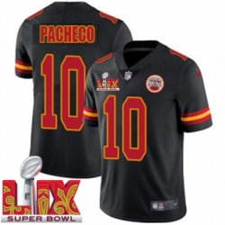 Men Kansas City Chiefs Isiah Pacheco #10 Black 2024 2025 Super Bowl LIX F U S E Stitched Jersey