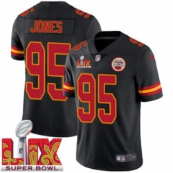 Youth Kansas City Chiefs Chris Jones #95 Black 2024 2025 Super Bowl LIX F U S E Stitched Jersey