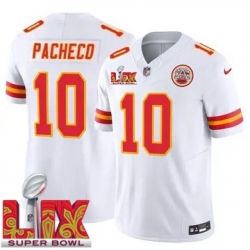 Youth Kansas City Chiefs Isiah Pacheco #10 White 2024 2025 Super Bowl LIX F U S E Stitched Jersey