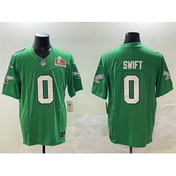 Men Philadelphia Eagles 0 D 27Andre Swift Green 2025 Super Bowl LIX Patch F U S E  Throwback Vapor Untouchable Limited Stitched Football Jersey