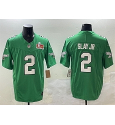 Men Philadelphia Eagles 2 Darius Slay Jr  Green 2025 Super Bowl LIX Patch F U S E  Throwback Vapor Untouchable Limited Stitched Football Jersey