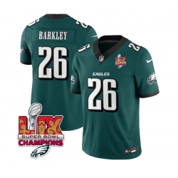 Men Philadelphia Eagles 26 Saquon Barkley Green 2025 Eagles Logo Super Bowl LIX Patch New F U S E  Vapor Untouchable Limited Stitched Football Jersey