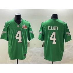 Men Philadelphia Eagles 4 Jake Elliott Green 2025 Super Bowl LIX Patch F U S E  Throwback Vapor Untouchable Limited Stitched Football Jersey