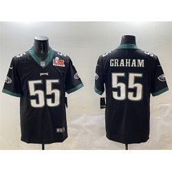 Men Philadelphia Eagles 55 Brandon Graham Black 2025 Super Bowl LIX Patch Vapor Untouchable Limited Stitched Football Jersey