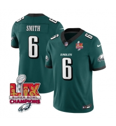 Men Philadelphia Eagles 6 DeVonta Smith Green 2025 Eagles Logo Super Bowl LIX Patch New F U S E  Vapor Limited Stitched Football Jersey