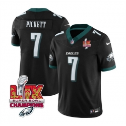 Men Philadelphia Eagles 7 Kenny Pickett Black 2025 Eagles Logo Super Bowl LIX Patch New F U S E  Vapor Limited Stitched Football Jersey