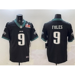 Men Philadelphia Eagles 9 Nick Foles Black 2025 Super Bowl LIX Patch Vapor Untouchable Limited Stitched Football Jersey