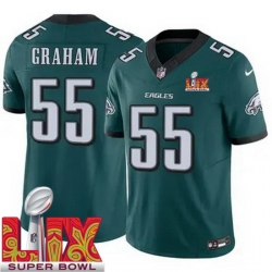 Men Philadelphia Eagles Brandon Graham #55 Green 2024 2025 Super Bowl LIX F U S E Stitched NFL Jersey