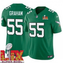 Men Philadelphia Eagles Brandon Graham #55 Kelly Green 2024 2025 Super Bowl LIX F U S E Stitched NFL Jersey