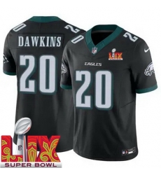 Men Philadelphia Eagles Brian Dawkins #20 Black 2024 2025 Super Bowl LIX F U S E Stitched NFL Jersey