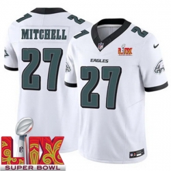 Men Philadelphia Eagles Quinyon Mitchell #27 White 2024 2025 Super Bowl LIX F U S E Stitched NFL Jersey