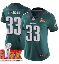 Women Philadelphia Eagles Cooper DeJean #33 Green 2024 2025 Super Bowl LIX F U S E Stitched NFL Jersey