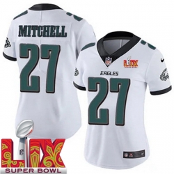 Women Philadelphia Eagles Quinyon Mitchell #27 White 2024 2025 Super Bowl LIX F U S E Stitched NFL Jersey