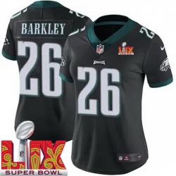 Women Philadelphia Eagles Saquon Barkley #26 Black 2024 2025 Super Bowl LIX F U S E Stitched NFL Jersey