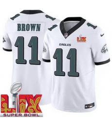 Youth Philadelphia Eagles A.J. Brown #11 White 2024 2025 Super Bowl LIX F U S E Stitched NFL Jersey