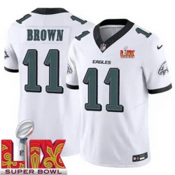 Youth Philadelphia Eagles A.J. Brown #11 White 2024 2025 Super Bowl LIX F U S E Stitched NFL Jersey