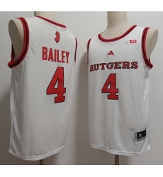 Men Rutgers Scarlet Knights #4 Ace Bailey White Stitched Basketball Jersey