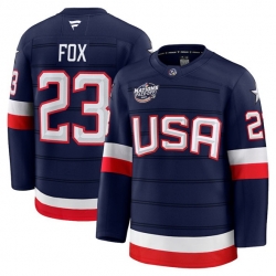 Men USA 23 Adam Fox Navy 2025 4 Nations Face Off Stitched Jersey