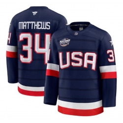 Men USA 34 Auston Matthews Navy 2025 4 Nations Face Off Stitched Jersey