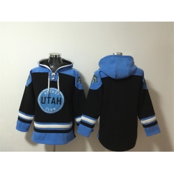 Men Utah Hockey Club Blank Black Blue Ageless Must Have Lace Up Pullover Hoodie