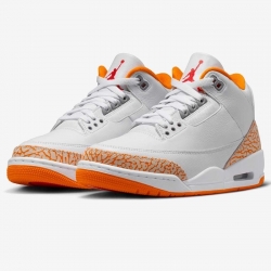Men Women Air Jordan 3 Retro White Orange Basketball Shoes
