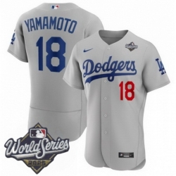 Men Los Angeles Dodgers 18 Yoshinobu Yamamoto 2025 World Series Cool Base Stitched Baseball Jersey Gray Men Los Angeles Dodgers 18 Yoshinobu Yamamoto 2025 World Series Cool Base Stitched Baseball Jersey Gray